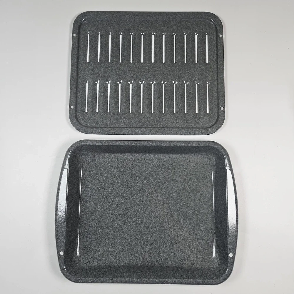 Broiler Pan‎ Set 13x16 Gray Porcelain Enamel Roasting Rack Tray NEW